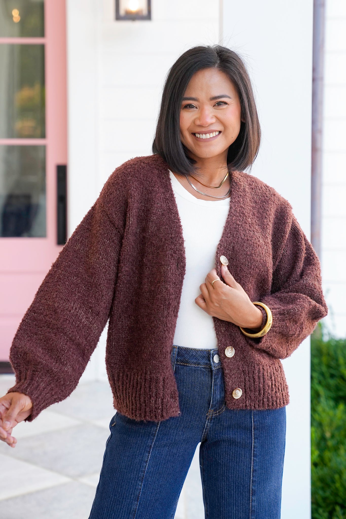 Long Sleeve V Neck Button Down Cardigan
