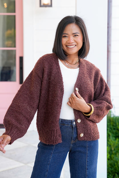 Long Sleeve V Neck Button Down Cardigan