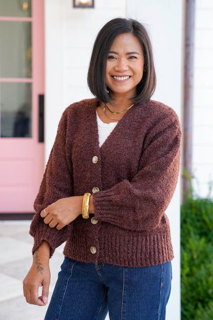 Long Sleeve V Neck Button Down Cardigan