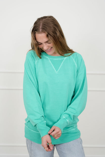 Door Buster! Zenana Pigment Dyed French Terry Pullover with Pockets