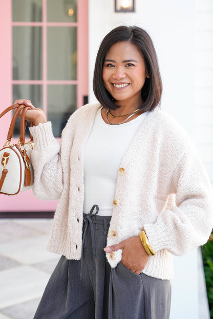 Long Sleeve V Neck Button Down Cardigan