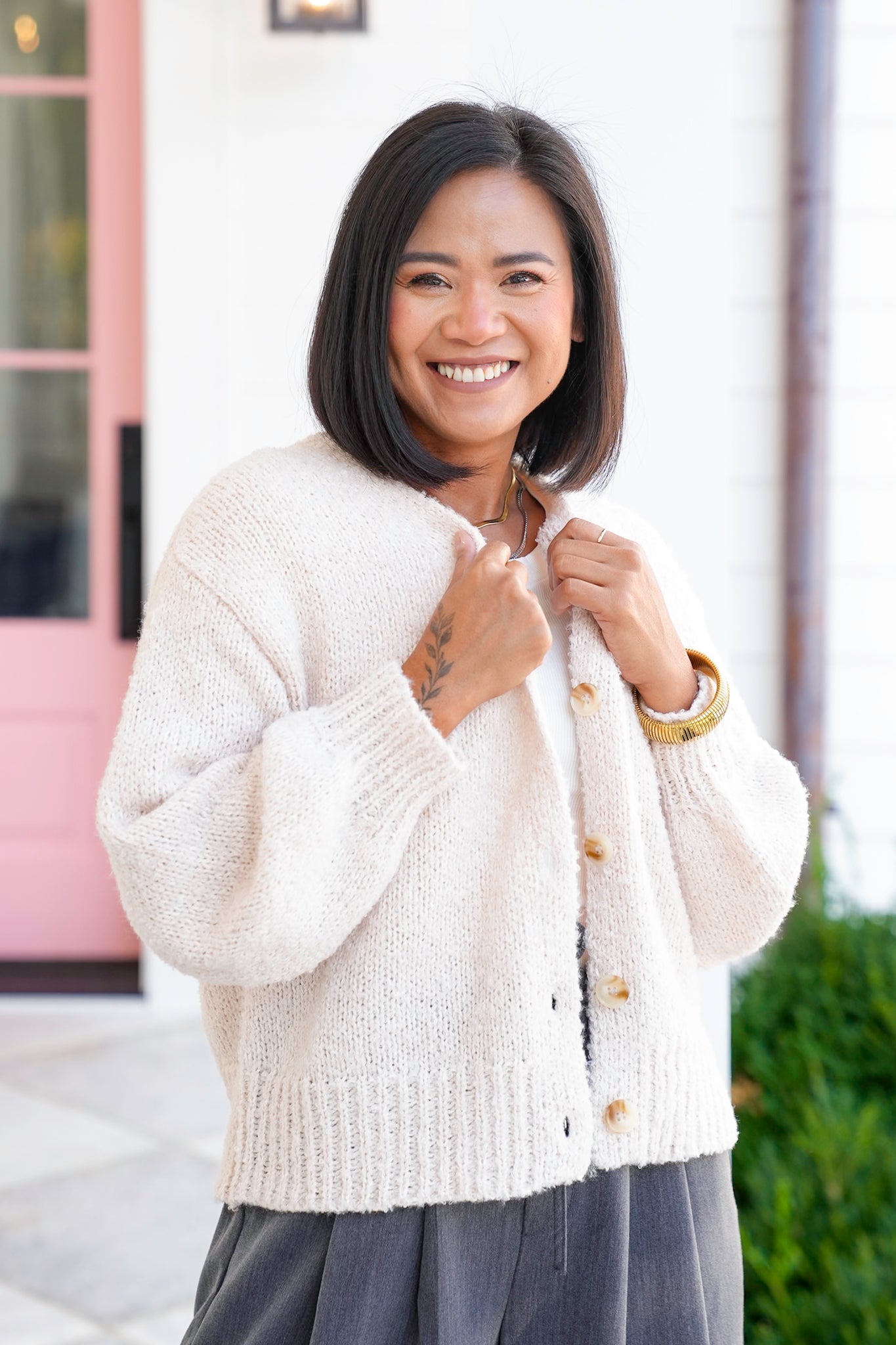 Long Sleeve V Neck Button Down Cardigan