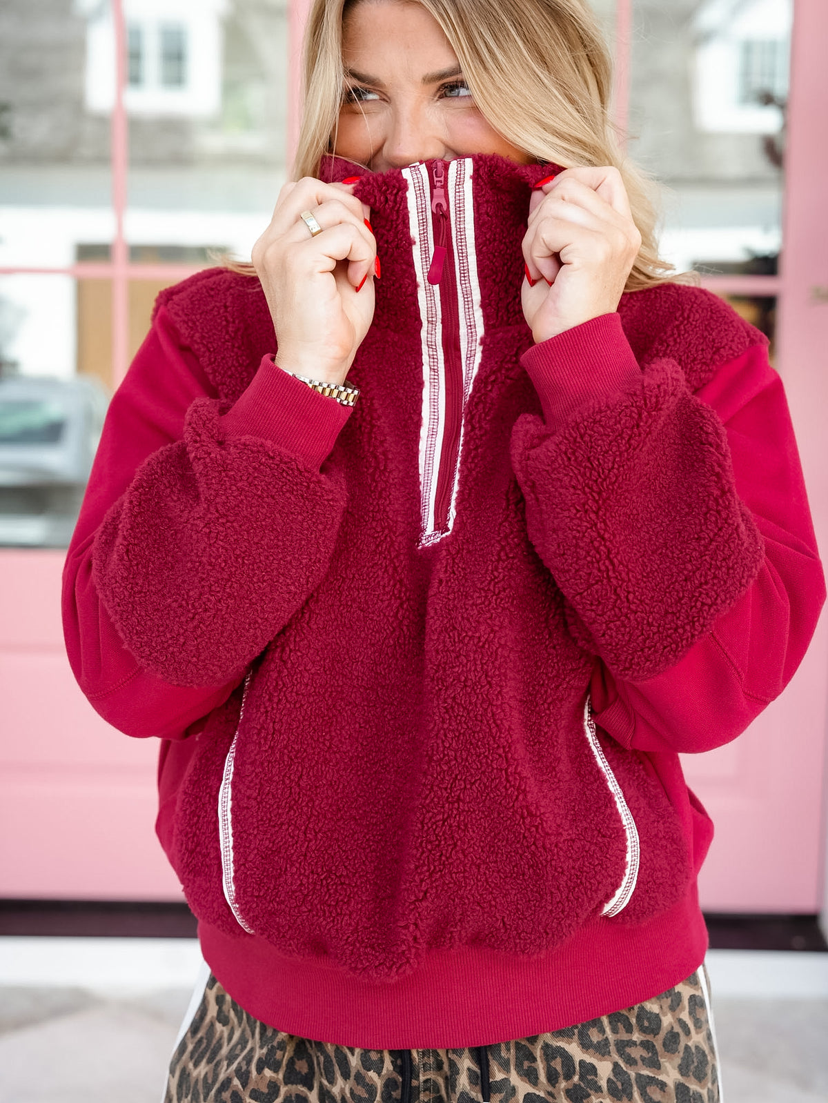 Plus/Reg Fleece Long Sleeve 1/4 Zip Up Jacket