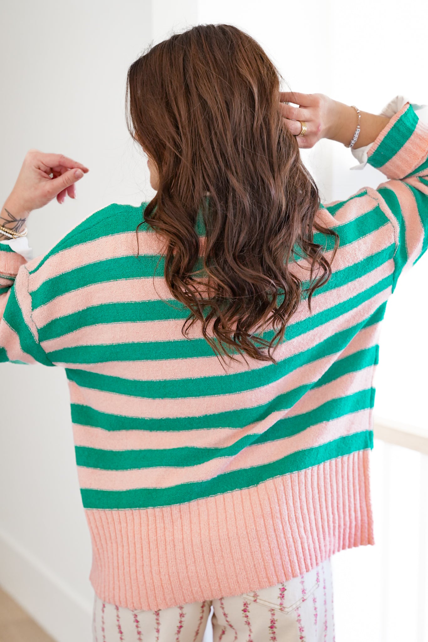 Stripe Long Sleeve Button Down Cardigan