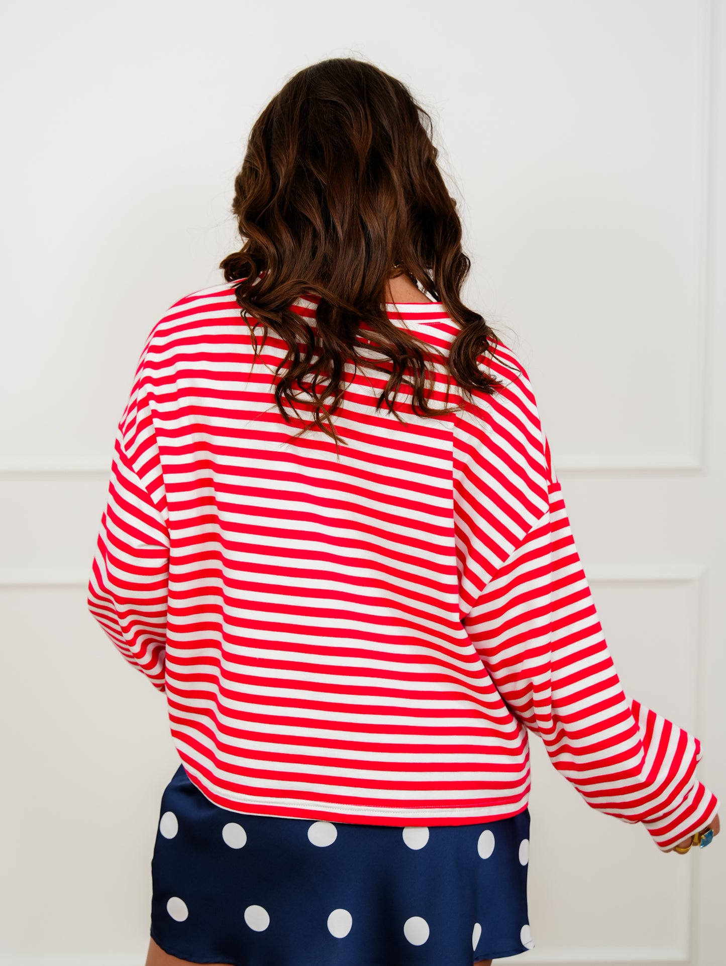 Stripe Long Sleeve "American Girl" Top