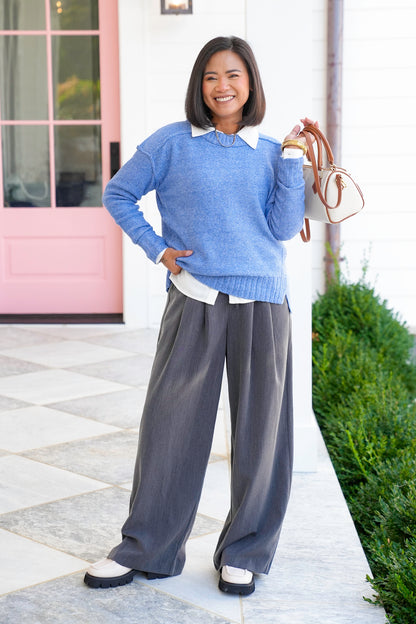 Long Sleeve Pullover Sweater with Reverse Seams