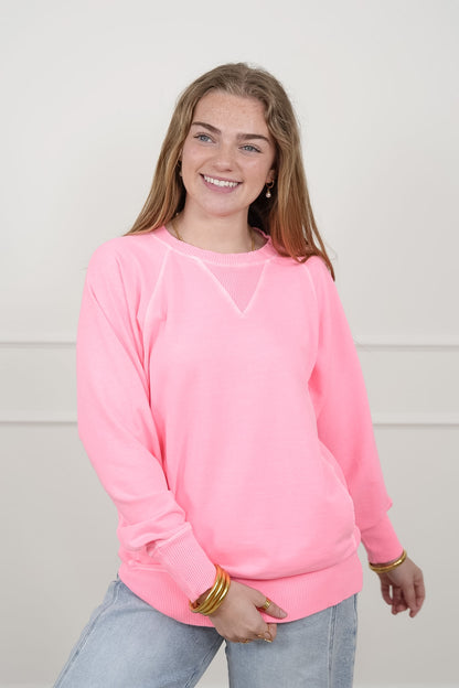 Door Buster! Zenana Pigment Dyed French Terry Pullover with Pockets