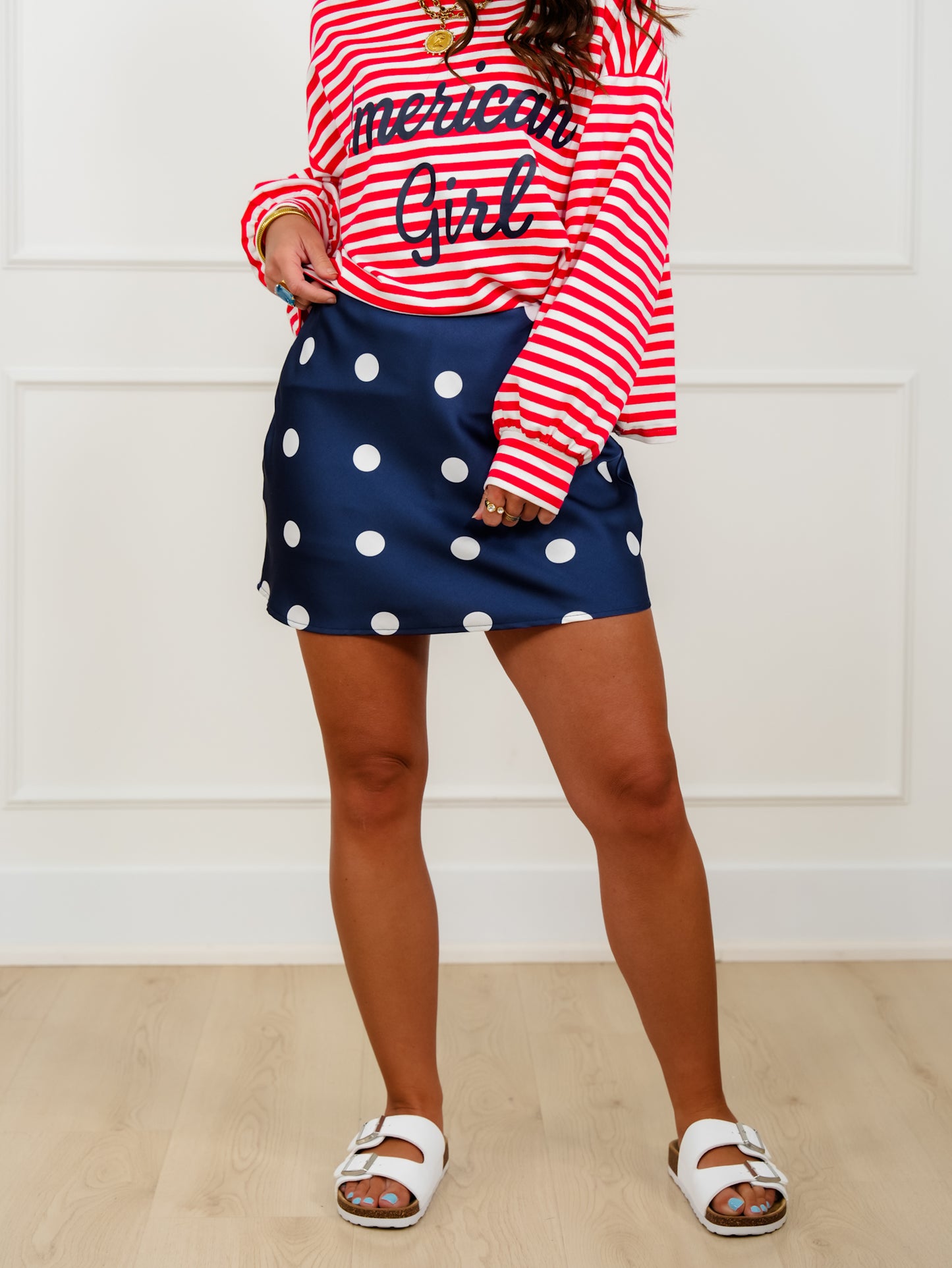 Satin Polka Dot Mini Skirt