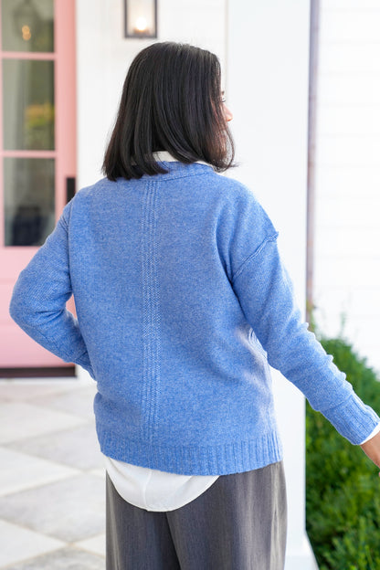 Long Sleeve Pullover Sweater with Reverse Seams