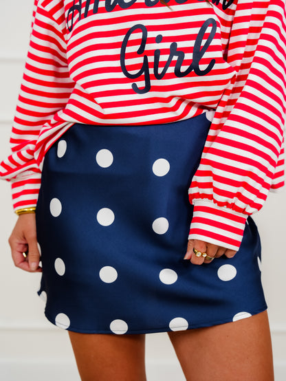 Satin Polka Dot Mini Skirt