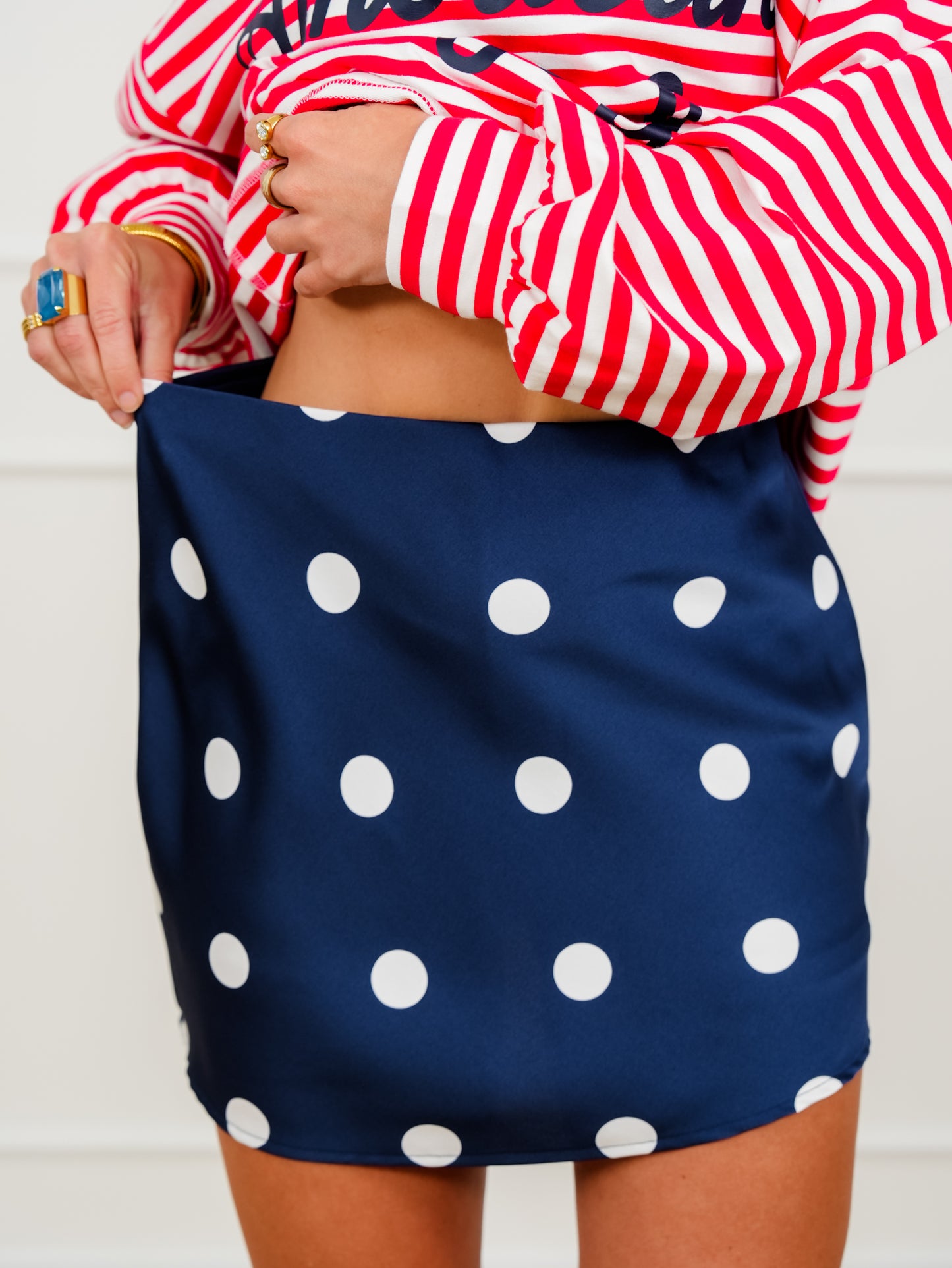 Satin Polka Dot Mini Skirt