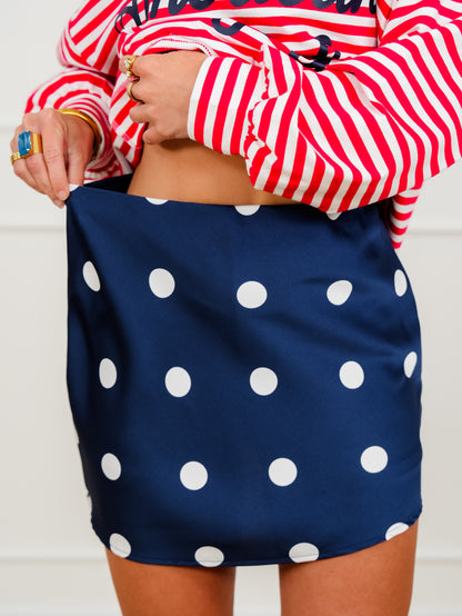 Satin Polka Dot Mini Skirt