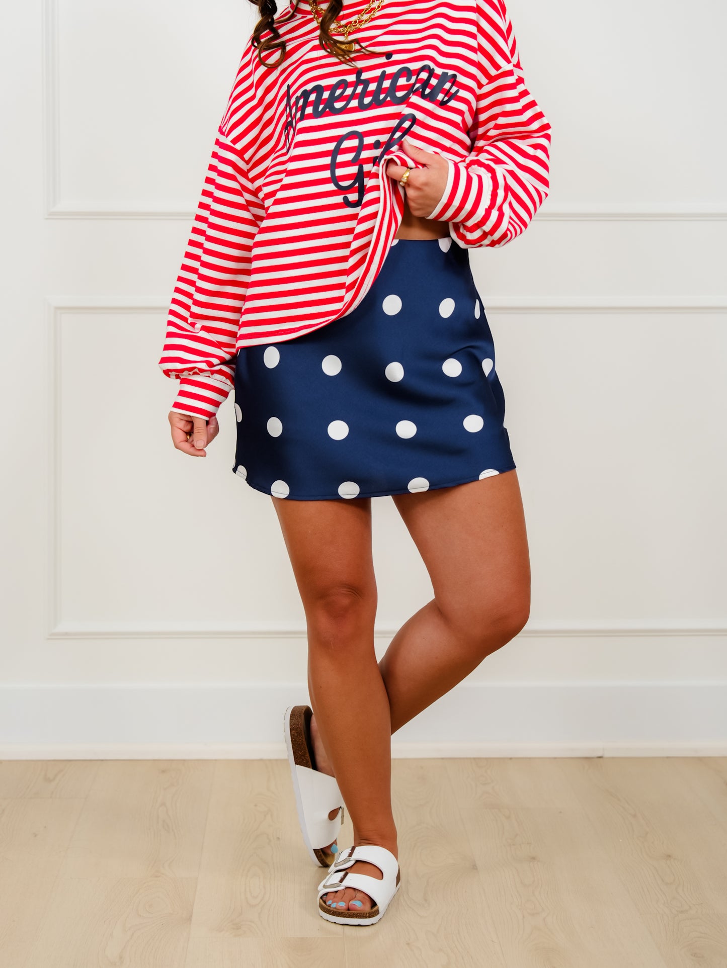 Satin Polka Dot Mini Skirt
