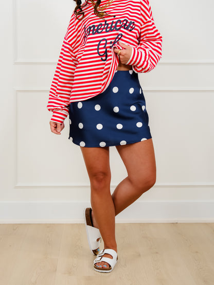 Satin Polka Dot Mini Skirt