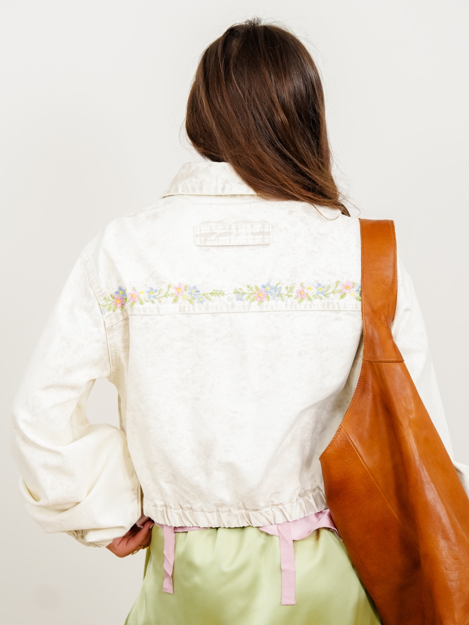 POL Long Sleeve Floral Embroidery Button Down Jacket - Freckled Poppy