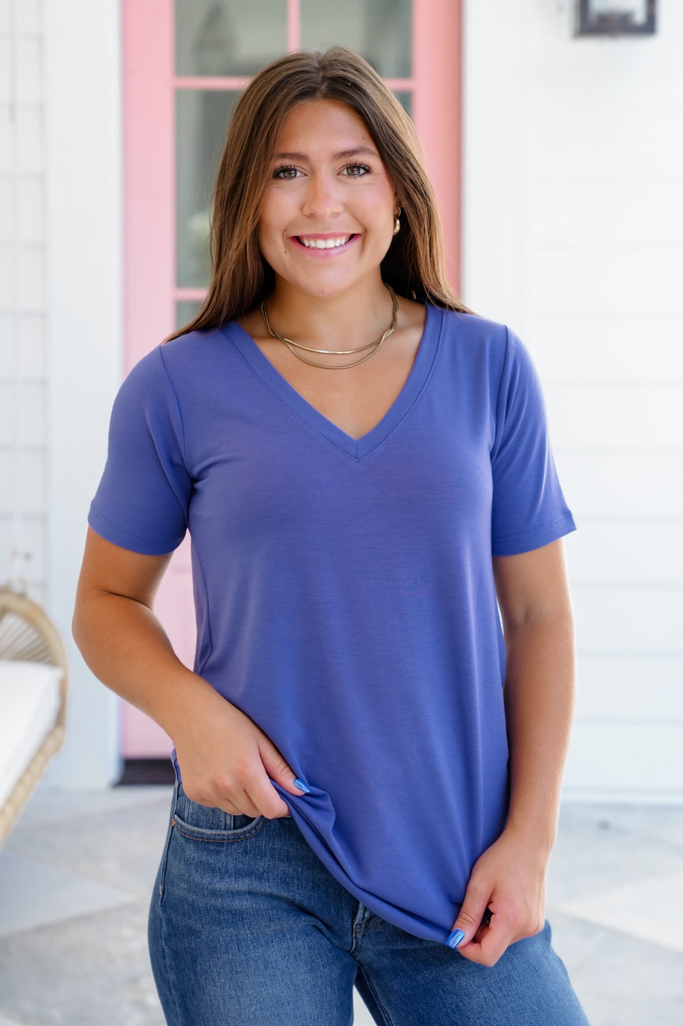 Door Buster! Zenana Short Sleeve V-Neck Top