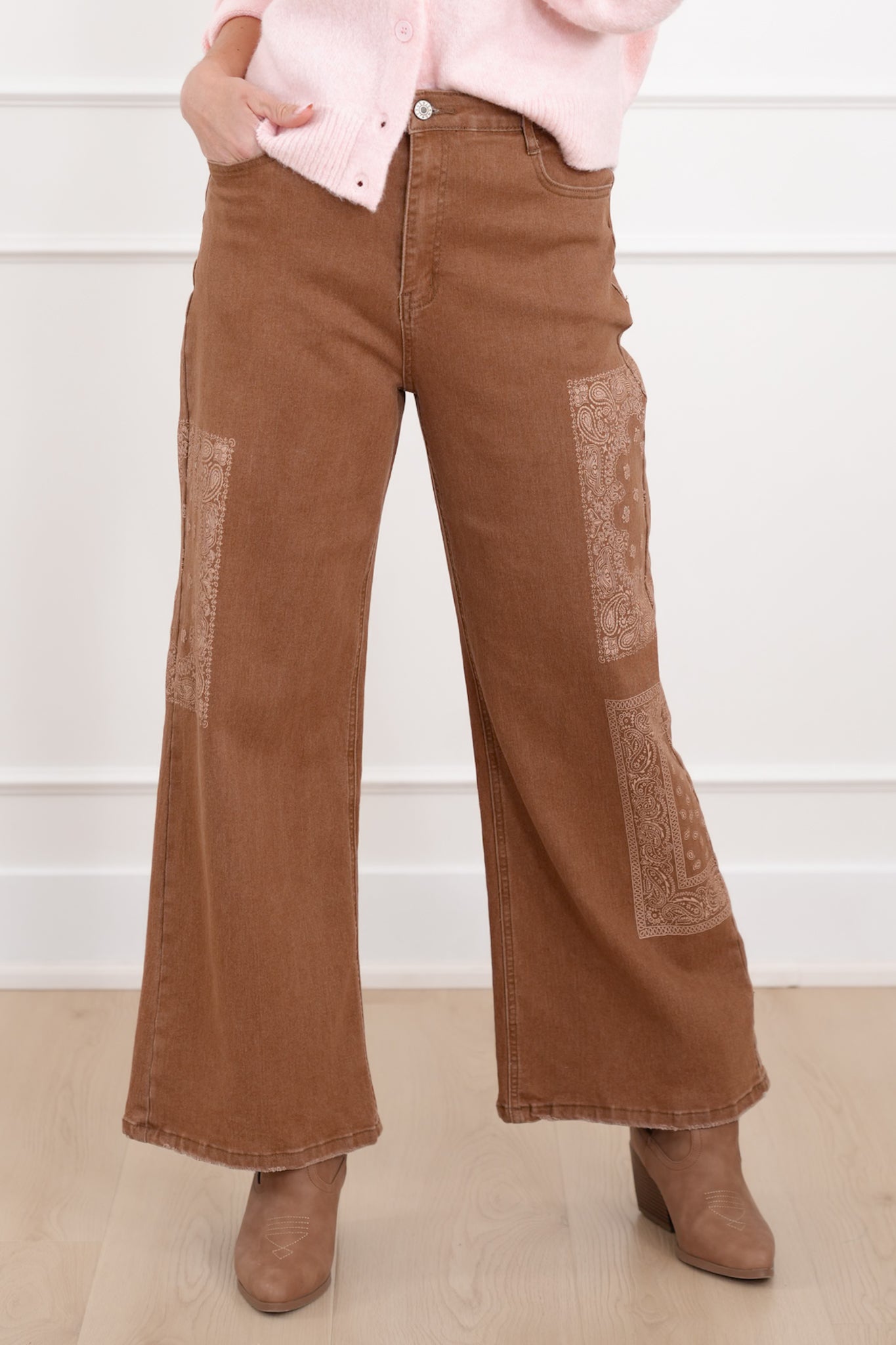 Bandana Print High Waist Jeans