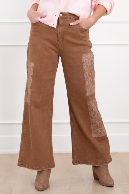 Bandana Print High Waist Jeans