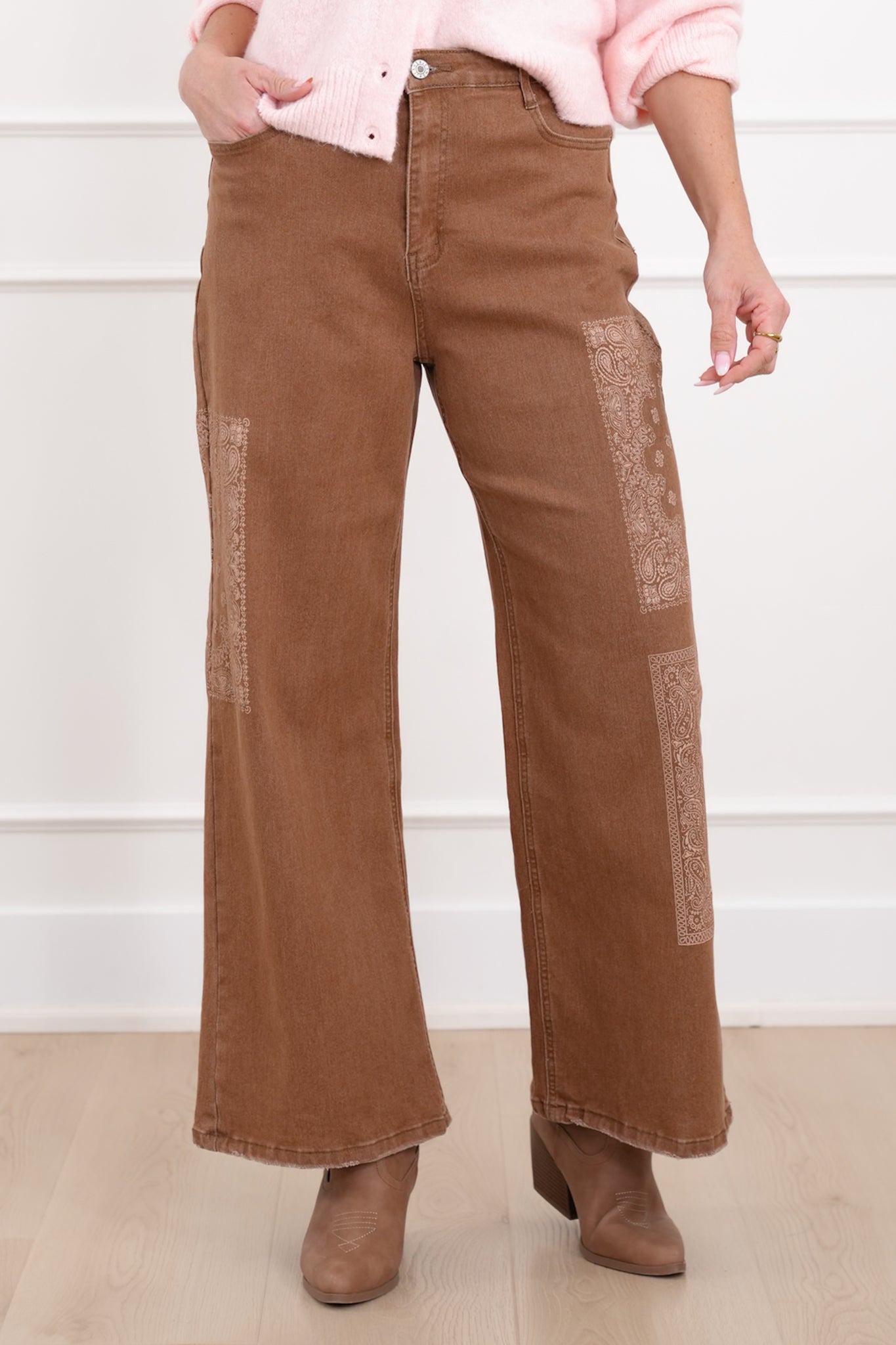 Bandana Print High Waist Jeans