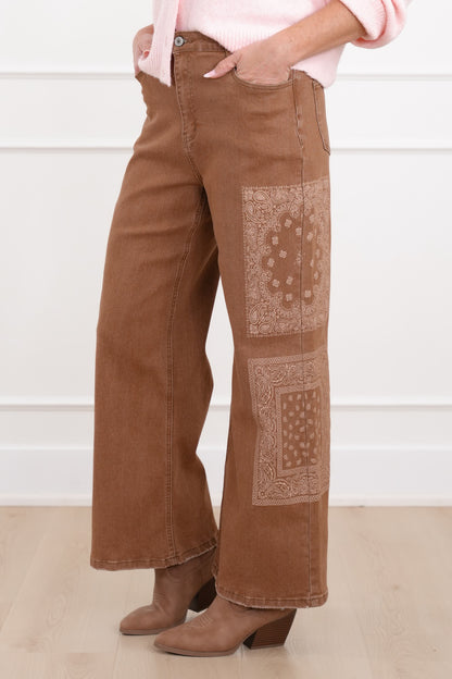 Bandana Print High Waist Jeans