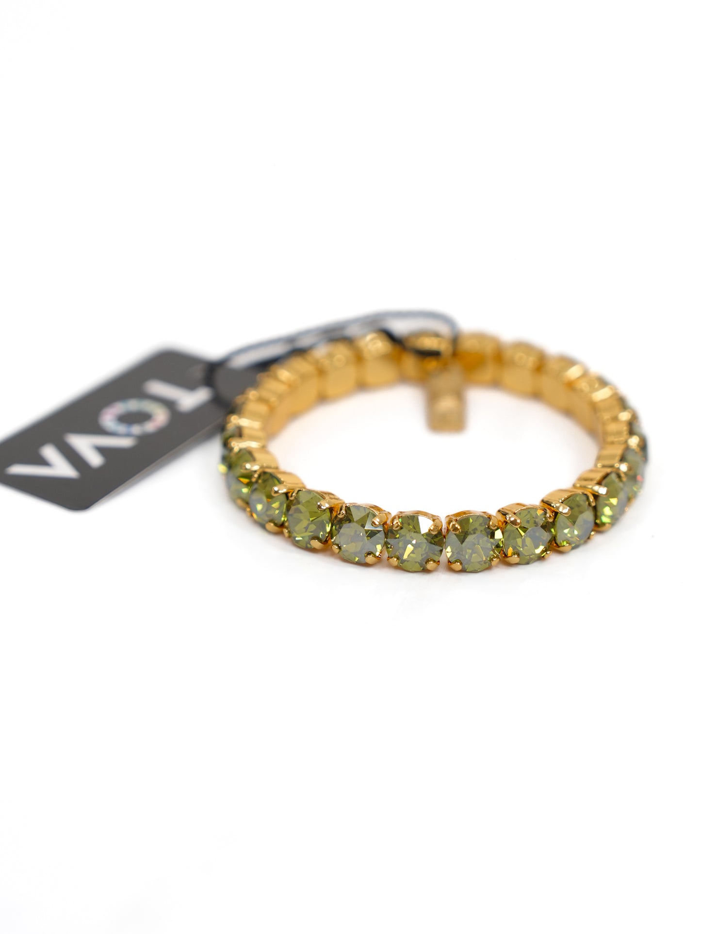 TOVA Oakland Olive Crystal Stretch Bracelet
