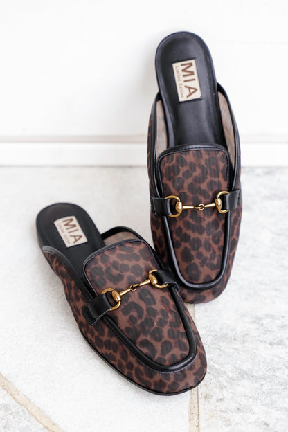 MIA Leopard Mesh Slip On Mule