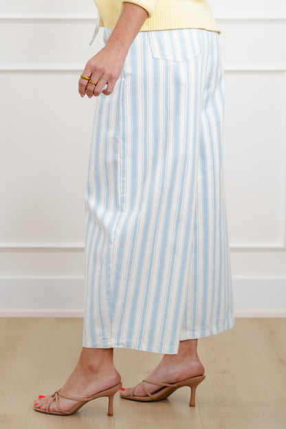 Stripe Twill Wide Leg Pants