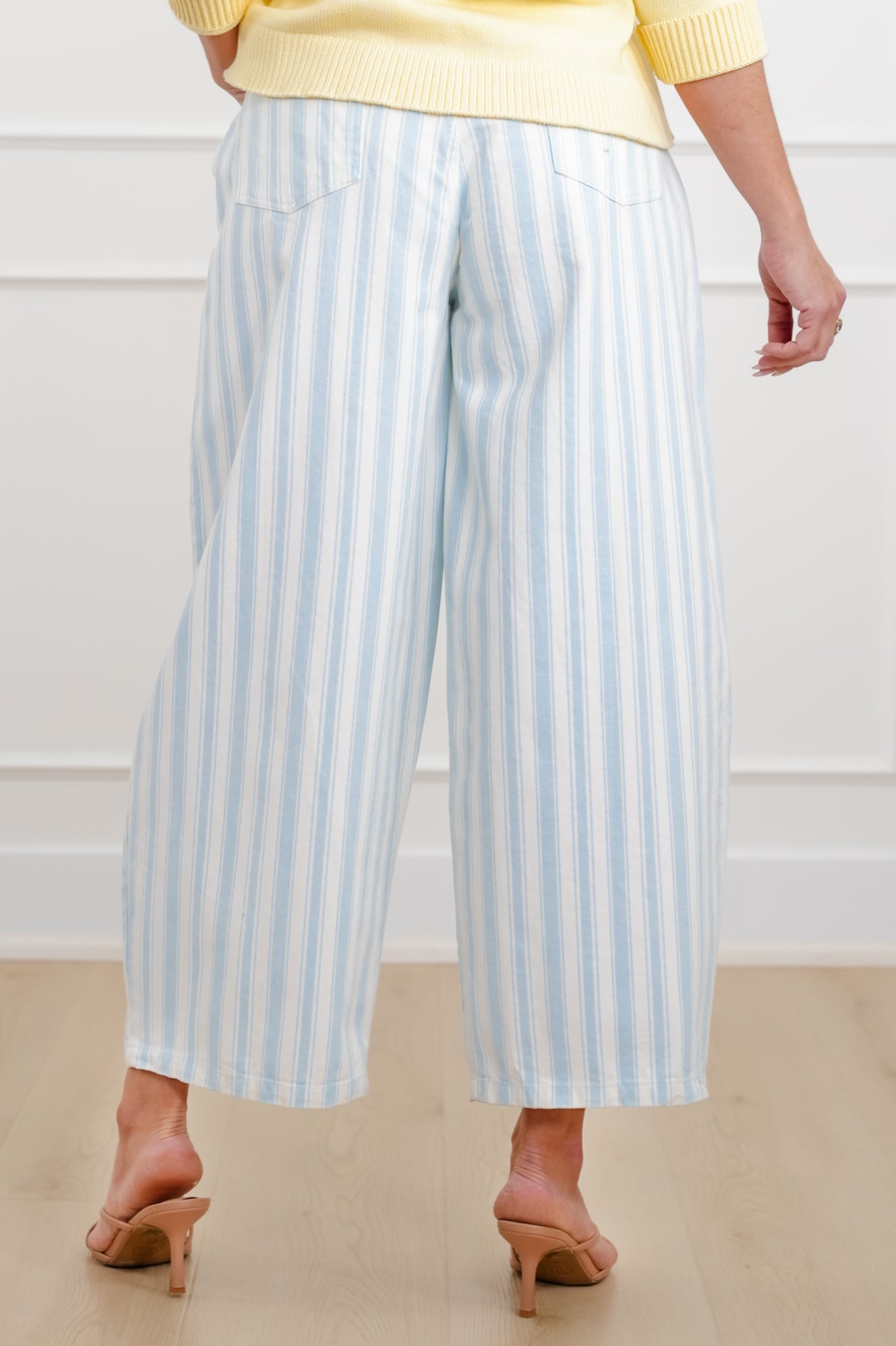 Stripe Twill Wide Leg Pants