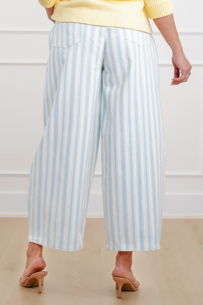 Stripe Twill Wide Leg Pants