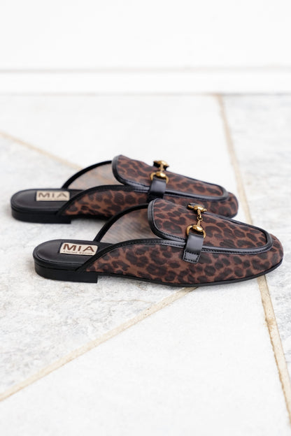 MIA Leopard Mesh Slip On Mule