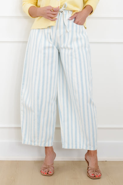 Stripe Twill Wide Leg Pants