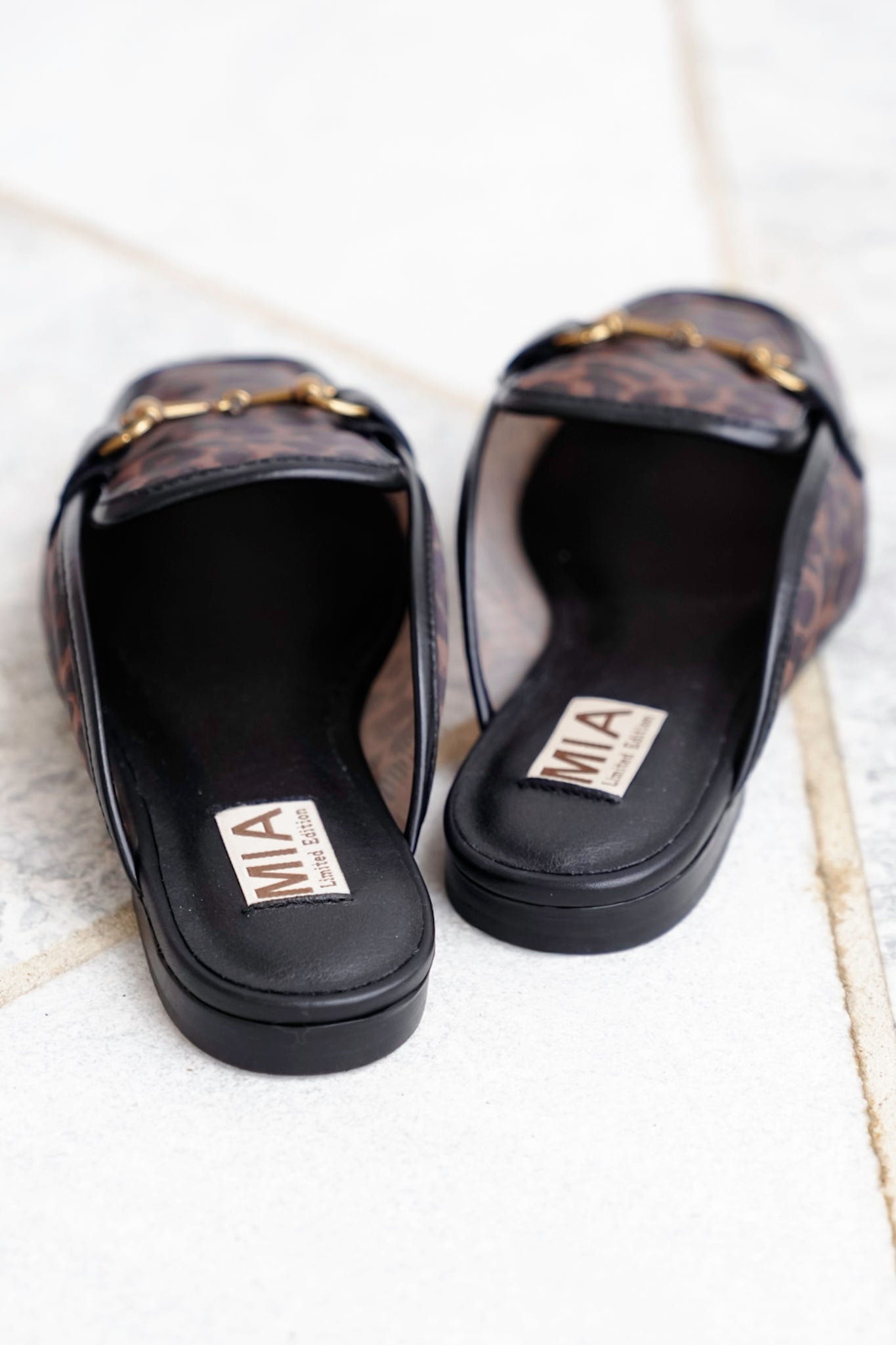 MIA Leopard Mesh Slip On Mule