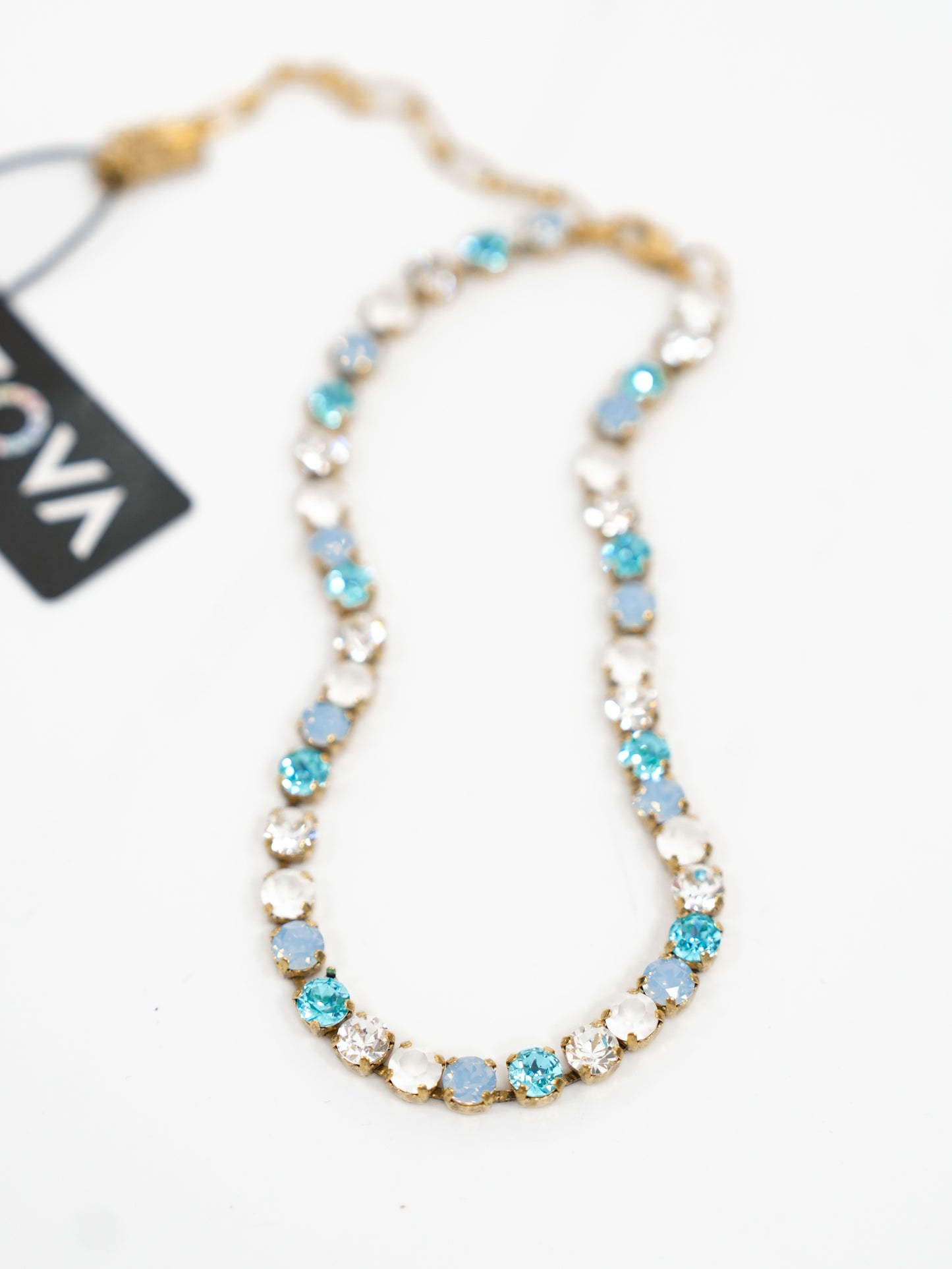 TOVA Sarina Aqua Crystal Tennis Necklace
