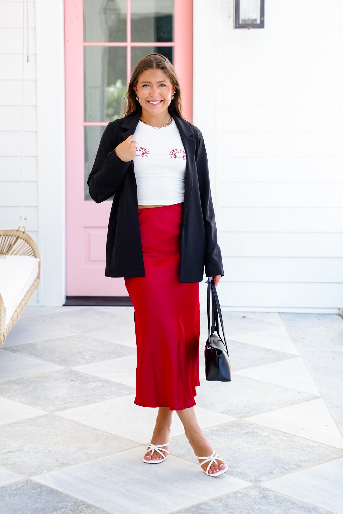 Solid Satin Midi Skirt with Side Slit Detail