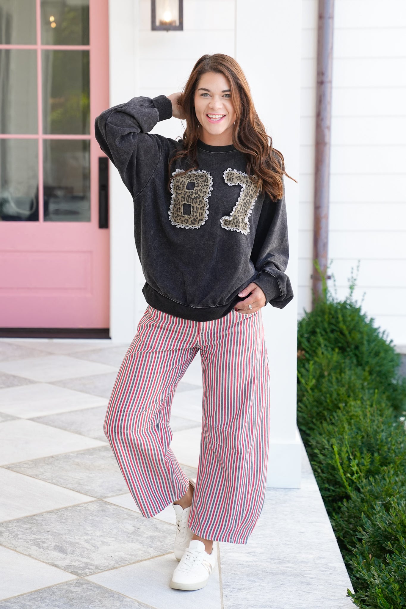 Long Sleeve Pullover with "87" Leopard Patch