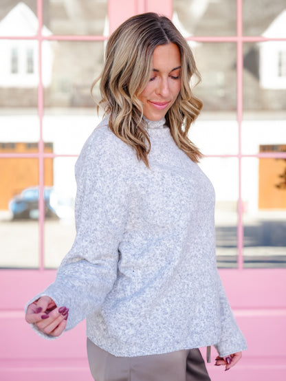 Long Sleeves Mock Neck Pullover Sweater