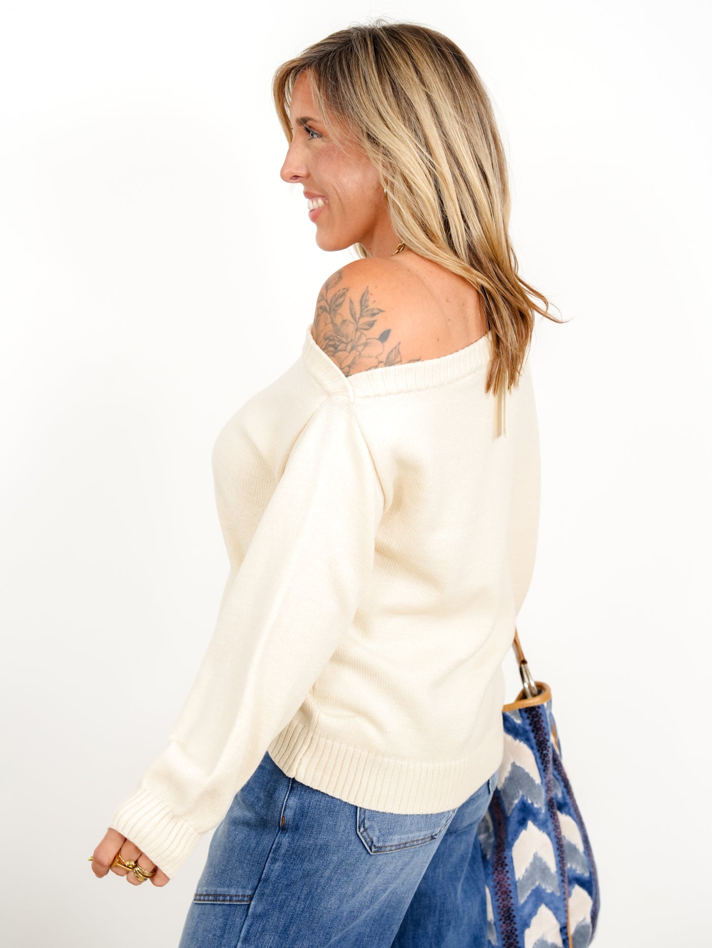 Long Sleeve One Shoulder Ribbed Knit Sweater