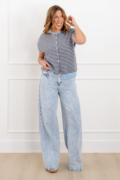 Stripe Button Down Sweater Vest