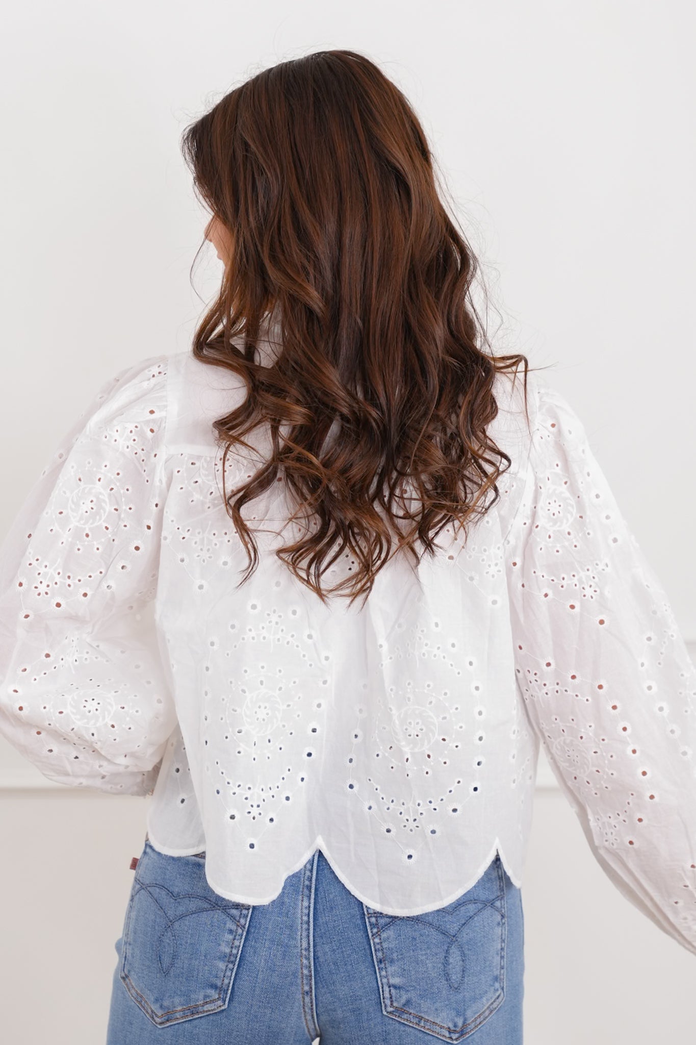 White Long Sleeve Top With Front Tie