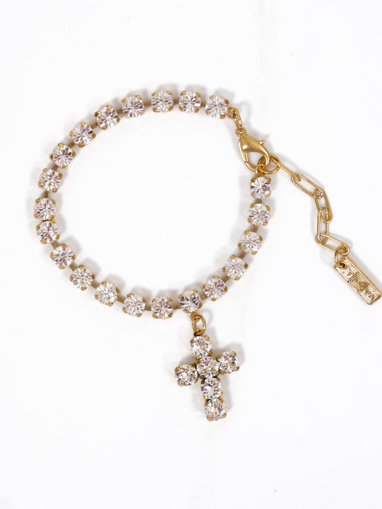 TOVA Baby Donatella Crystal Cross Anklet