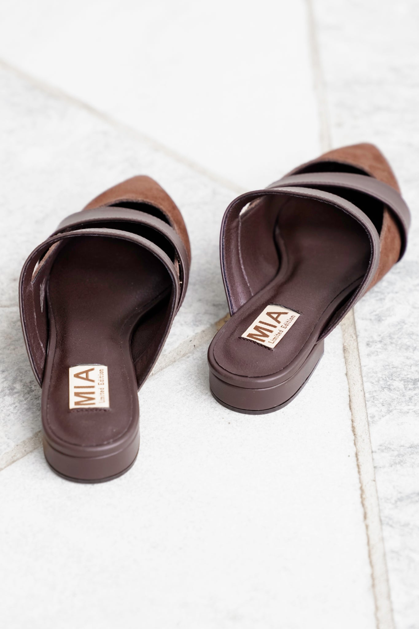 MIA Vegan Suede Double Strap Pointed Flats