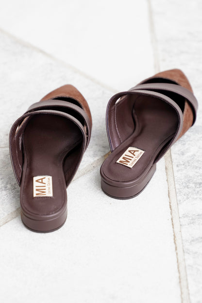 MIA Vegan Suede Double Strap Pointed Flats