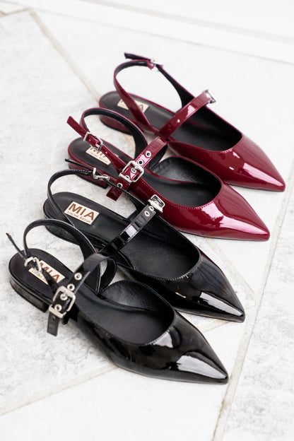 MIA Pointed Toe Slingback Flats with Adjustable Buckles