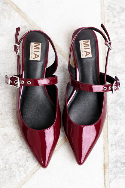 MIA Pointed Toe Slingback Flats with Adjustable Buckles