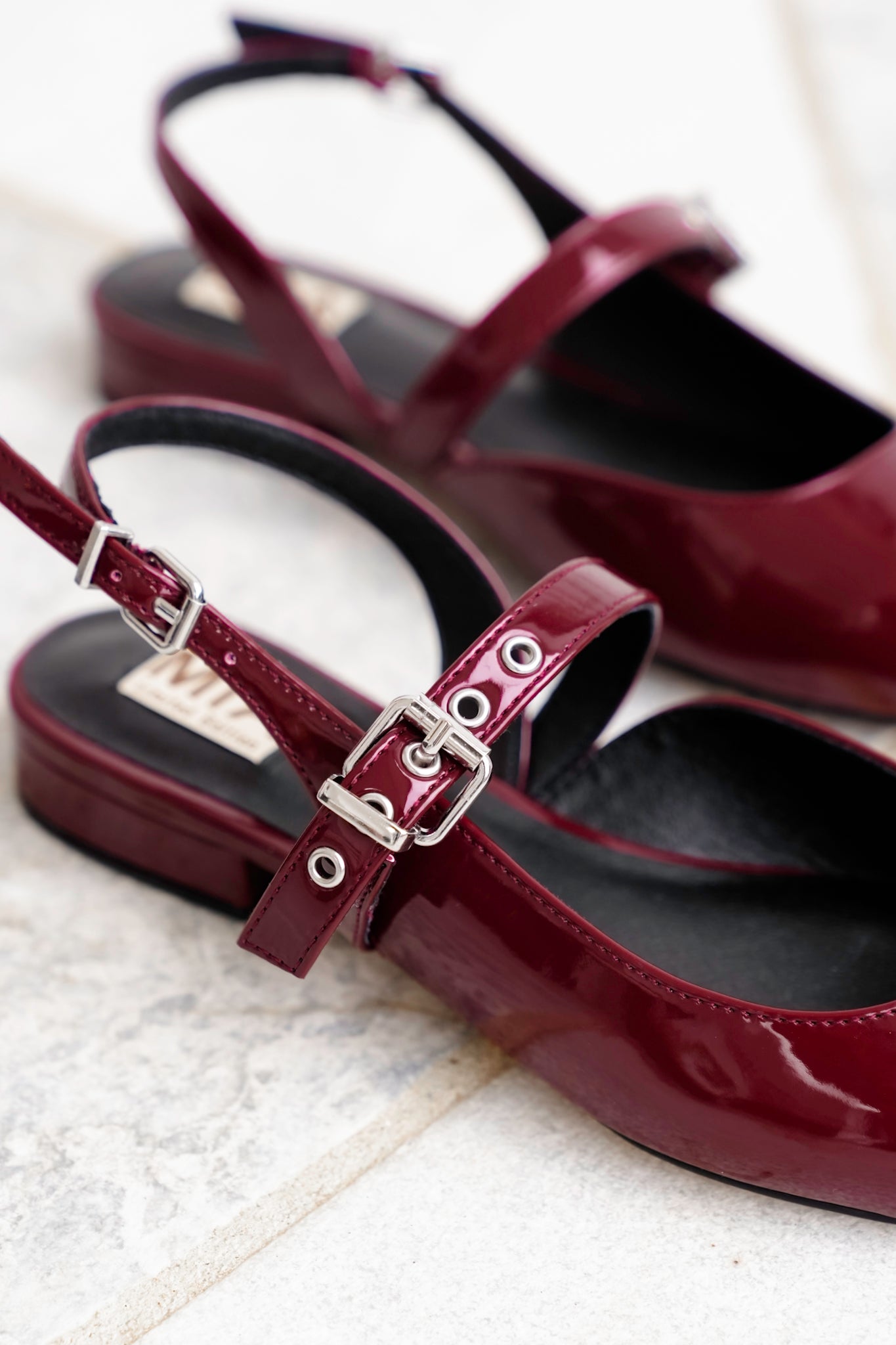 MIA Pointed Toe Slingback Flats with Adjustable Buckles