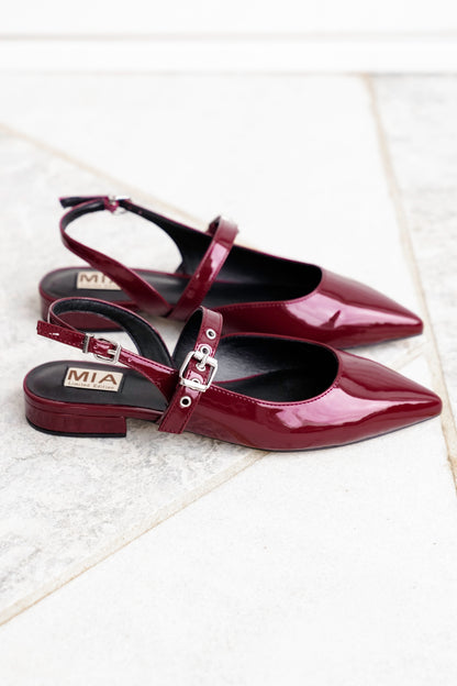 MIA Pointed Toe Slingback Flats with Adjustable Buckles