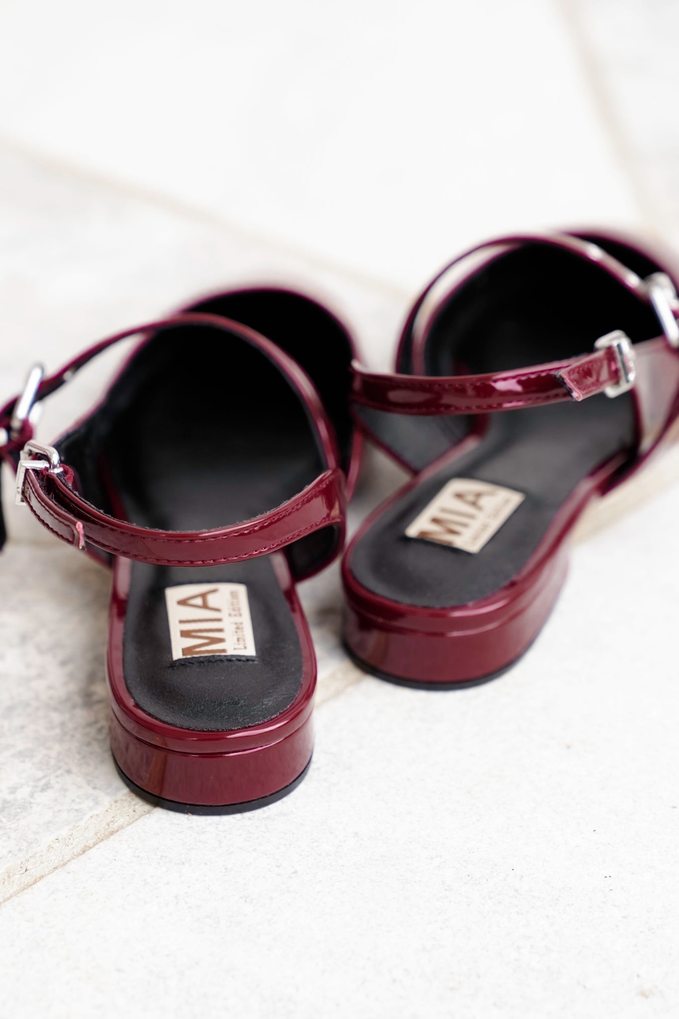 MIA Pointed Toe Slingback Flats with Adjustable Buckles