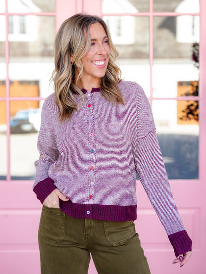 Pin Stripe Long Sleeve Button Down Cardigan