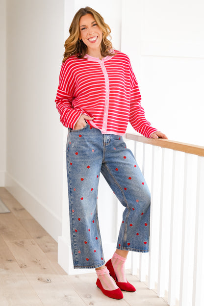 Striped Long Sleeve Button Down Cardigan Sweater