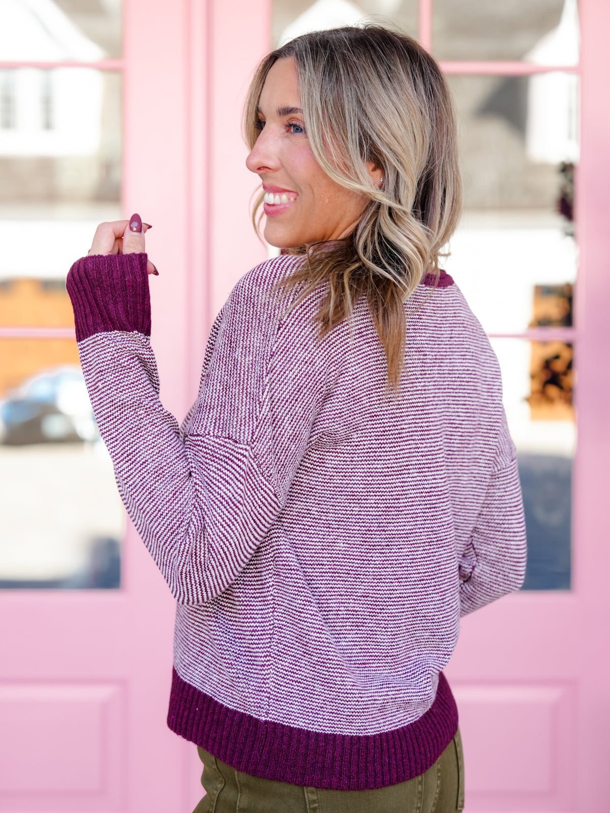 Pin Stripe Long Sleeve Button Down Cardigan